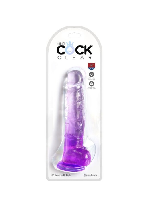 KING COCK CLEAR PENE REALISTICO CON TESTICULOS 165 CM MORADO