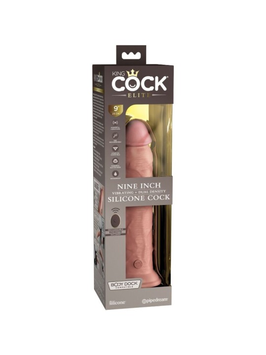 KING COCK ELITE DILDO REALISTICO VIBRADOR SILICONA CONTROL REMOTO 23 CM