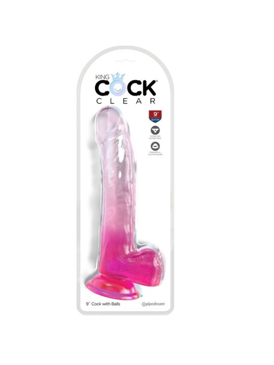 KING COCK CLEAR DILDO CON TESTICULOS 203 CM ROSA