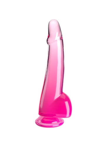 KING COCK CLEAR DILDO CON TESTICULOS 19 CM ROSA