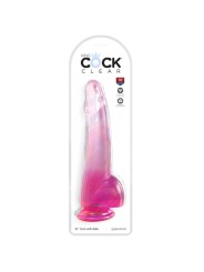 KING COCK CLEAR DILDO CON TESTICULOS 19 CM ROSA