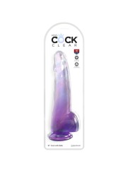 KING COCK CLEAR DILDO CON TESTICULOS 19 CM MORADO