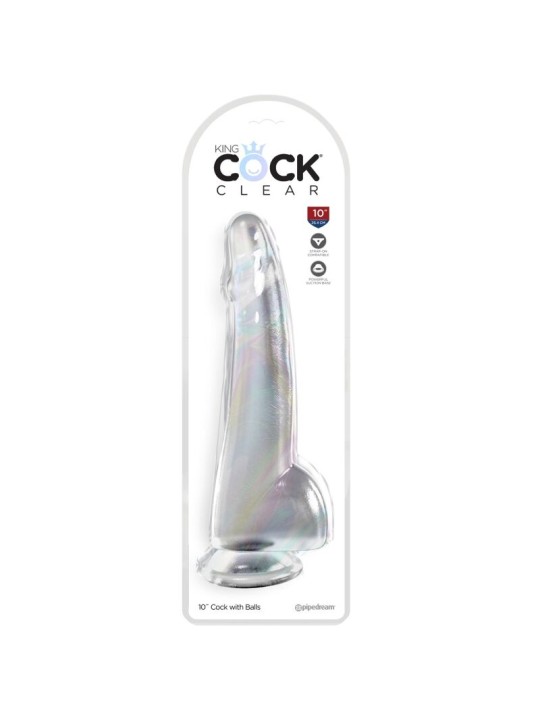 KING COCK CLEAR DILDO CON TESTICULOS 19 CM TRANSPARENTE
