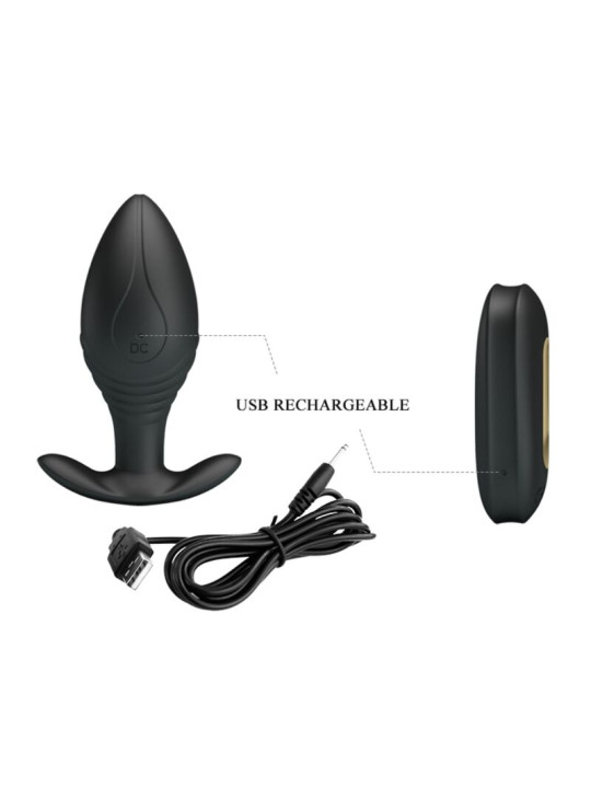 PRETTY LOVE REGINA PLUG ANAL VIBRADOR RECARGABLE NEGRO