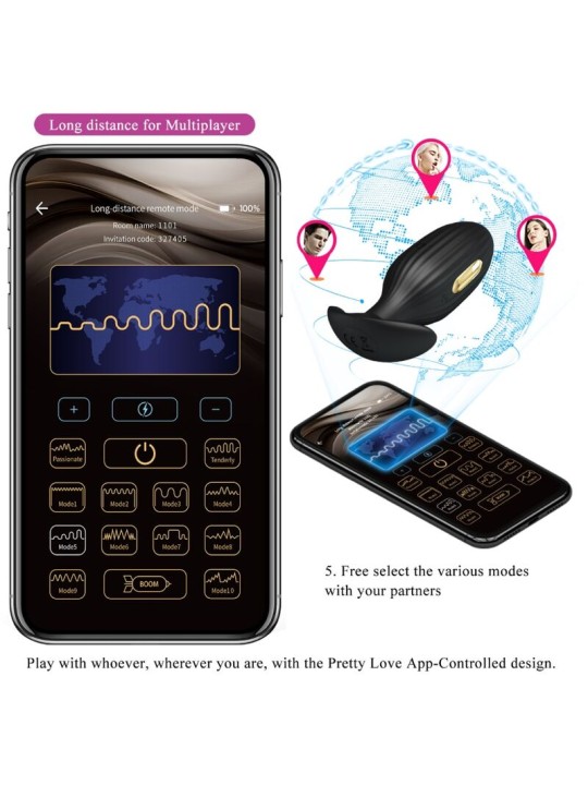 PRETTY LOVE JEFFERSON PLUG ANAL CONTROLADO POR APP NEGRO