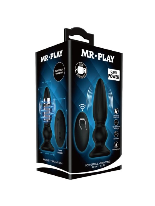 MR PLAY VIBRADOR POTENTE CONTROL REMOTO ANAL PLUG NEGRO