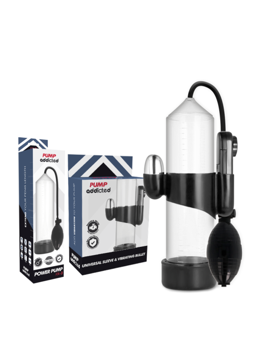 PUMP ADDICTED BOMBA ERECCION RX3 TRANSPARENTE CON VIBRADOR