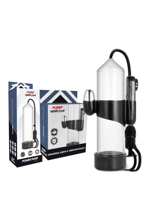 PUMP ADDICTED BOMBA ERECCION RX5 TRANSPARENTE CON VIBRADOR