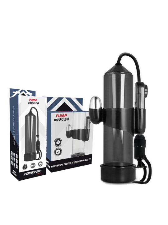 PUMP ADDICTED BOMBA ERECCION RX5 NEGRO CON VIBRADOR