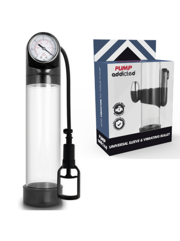 PUMP ADDICTED BOMBA ERECCION RX9 TRANSPARENTE CON VIBRADOR