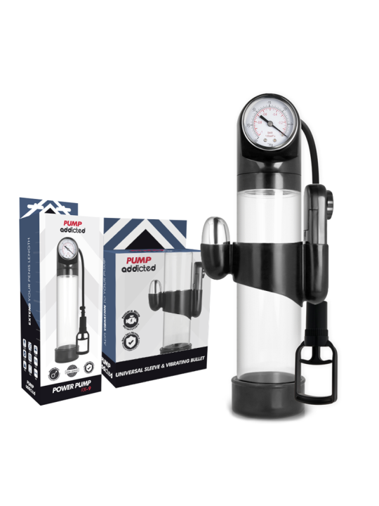 PUMP ADDICTED BOMBA ERECCION RX9 TRANSPARENTE CON VIBRADOR