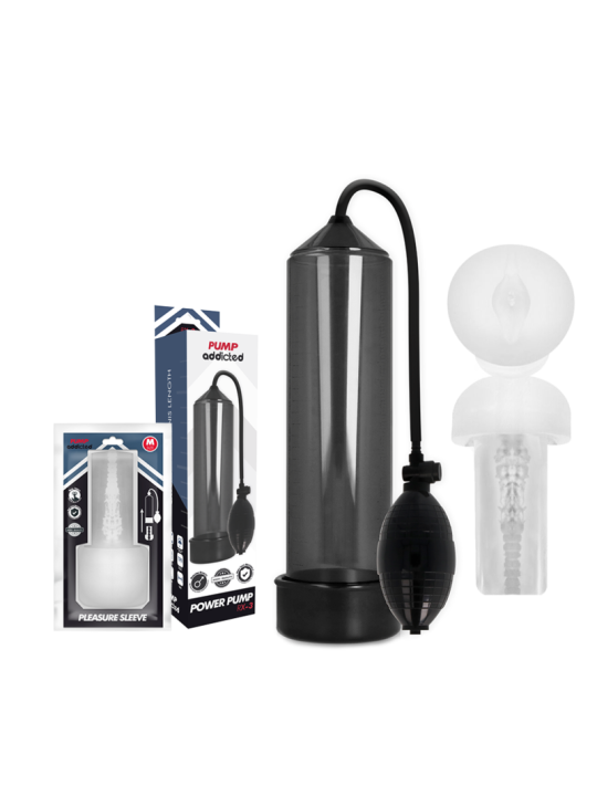 PUMP ADDICTED RX3 BOMBA ERECCION NEGRO CON MASTURBADOR