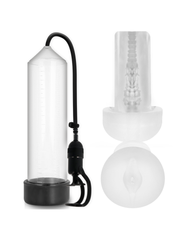 PUMP ADDICTED BOMBA ERECCION RX5 TRANSPARENTE CON MASTURBADOR