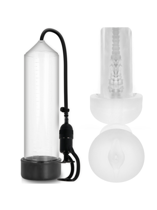 PUMP ADDICTED BOMBA ERECCION RX5 TRANSPARENTE CON MASTURBADOR