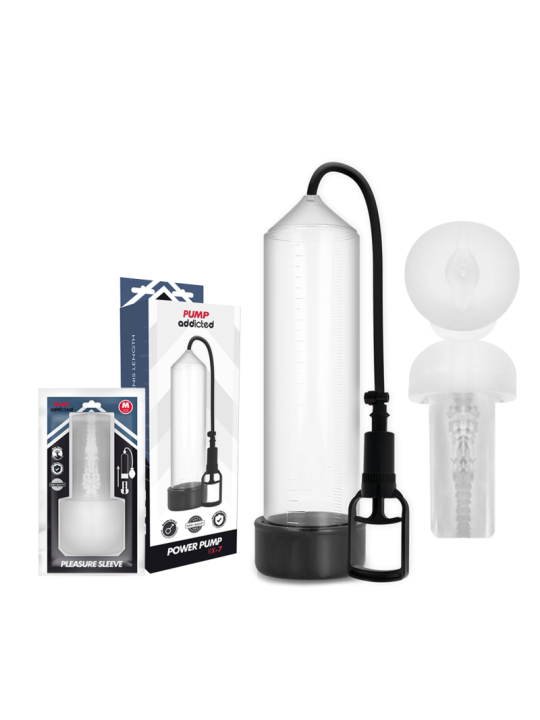 PUMP ADDICTED BOMBA ERECCION RX7 TRANSPARENTE CON MASTURBADOR