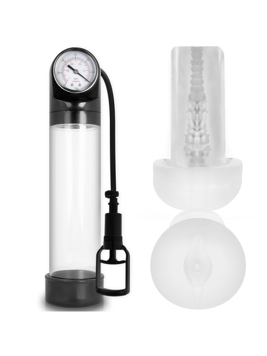 PUMP ADDICTED BOMBA ERECCION RX9 TRANSPARENTE CON MASTURBADOR