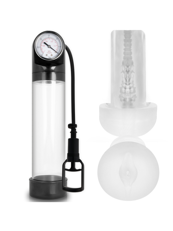 PUMP ADDICTED BOMBA ERECCION RX9 TRANSPARENTE CON MASTURBADOR