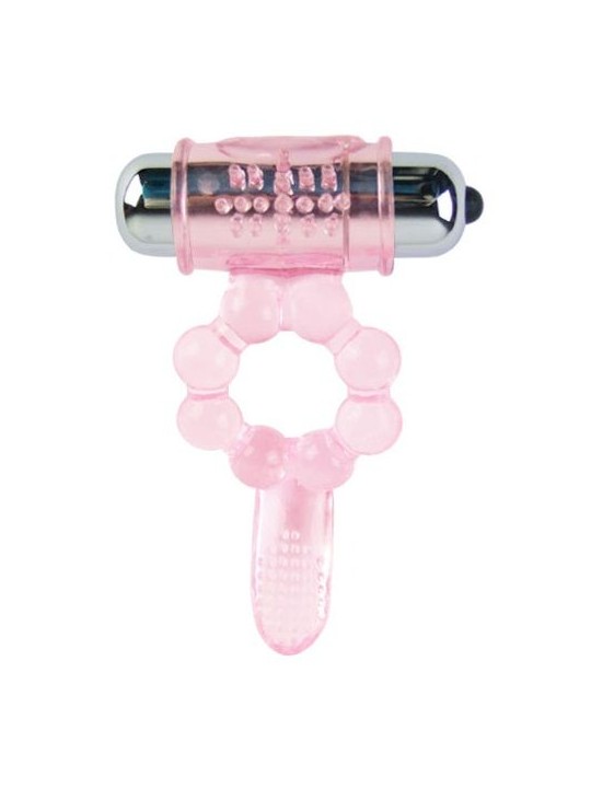 BAILE ANILLO SILICONA 10 RITMOS LENGUA CON VIBRACION ROSA