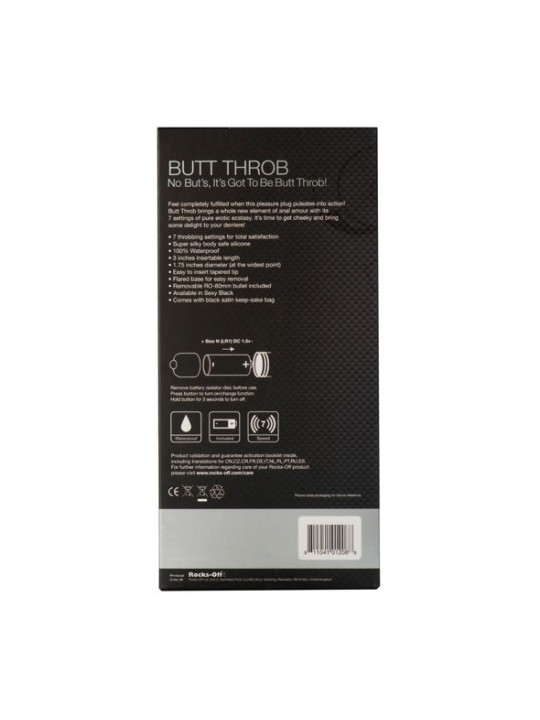 ROCKS OFF BUTT THROB ESTIMULADOR DEL PUNTO P 7 VELOCIDADES NEGRO