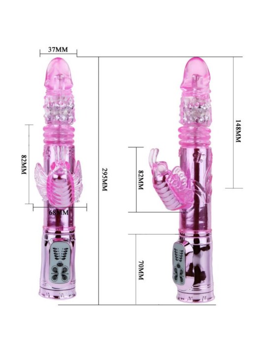 BAILE VIBRADOR RECARGABLE CON ROTACION Y ESTIMULADOR THROBBING BUTTERF