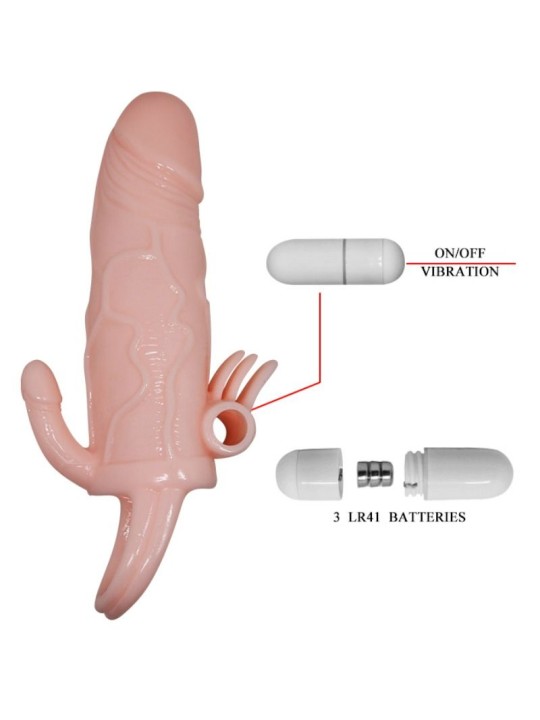 BAILE BRAVE MAN FUNDA PENE ANAL Y CLITORIS VIBRADOR 165 CM NATURAL