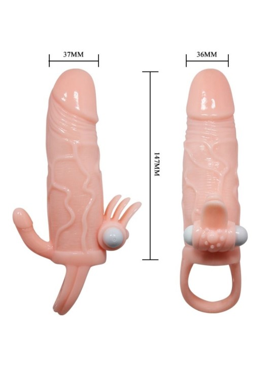 BAILE BRAVE MAN FUNDA PENE ANAL Y CLITORIS VIBRADOR 165 CM NATURAL
