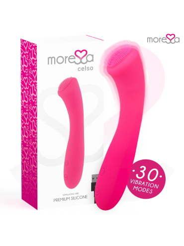 MORESSA CELSO MASAJEADOR DUO PUNTO G Y SUERO PELVICO PREMIUM SILICONE RECARGABLE