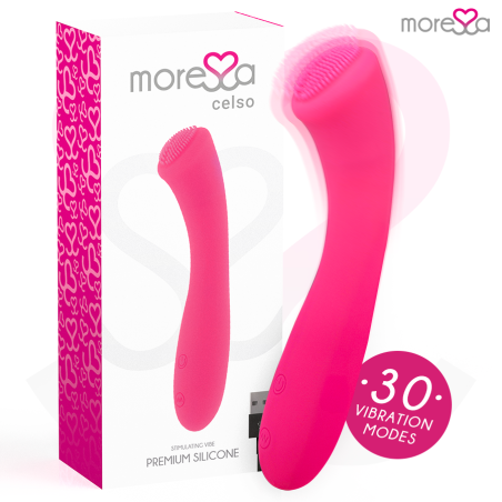 MORESSA CELSO MASAJEADOR DUO PUNTO G Y SUERO PELVICO PREMIUM SILICONE RECARGABLE
