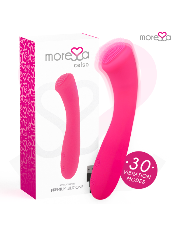 MORESSA CELSO MASAJEADOR DUO PUNTO G Y SUERO PELVICO PREMIUM SILICONE RECARGABLE