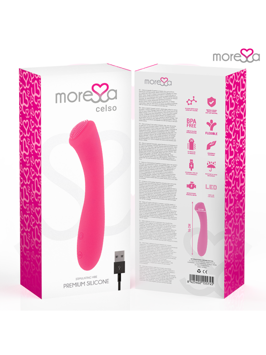 MORESSA CELSO MASAJEADOR DUO PUNTO G Y SUERO PELVICO PREMIUM SILICONE RECARGABLE