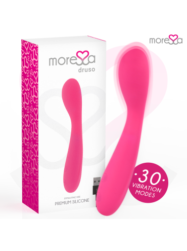 MORESSA DRUSO MASAJEADOR DUO PUNTO G Y SUERO PELVICO PREMIUM SILICONE RECARGABLE