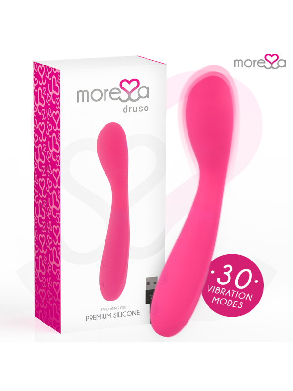 MORESSA DRUSO MASAJEADOR DUO PUNTO G Y SUERO PELVICO PREMIUM SILICONE RECARGABLE