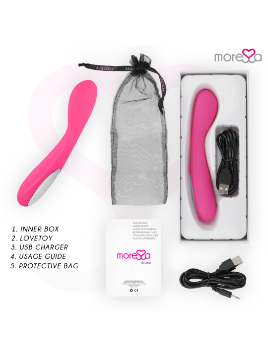 MORESSA DRUSO MASAJEADOR DUO PUNTO G Y SUERO PELVICO PREMIUM SILICONE RECARGABLE