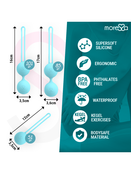 MORESSA OSIAN SET Osian One 51 Gr Osian Two 101 Gr Osian Three 85 gr PREMIUM SILICONA TURQUESA
