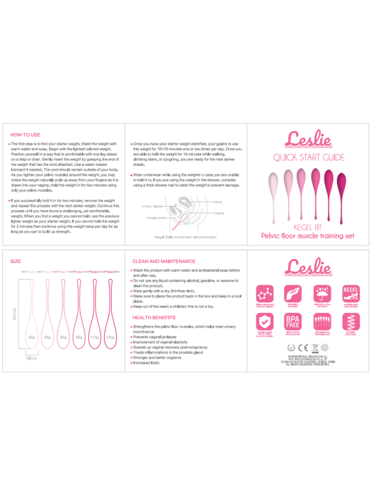 LESLIE KEGEL FIT ENTREGADOR SUELO PELVICO 6 PESOS