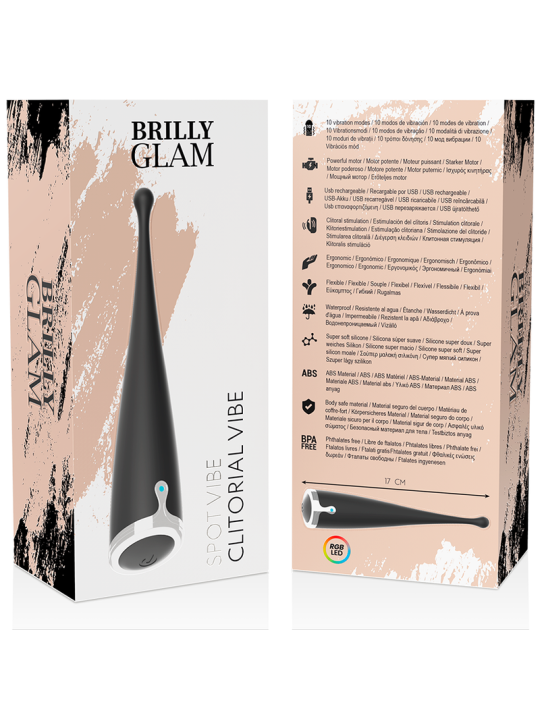 BRILLY GLAM SPOT VIBE VIBRADOR CLITORIAL ORGASMICO SILICONA NEGRO