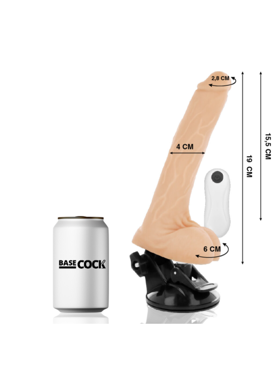 BASECOCK VIBRADOR REALISTICO CONTROL REMOTO NATURAL 19 CM O 4 CM