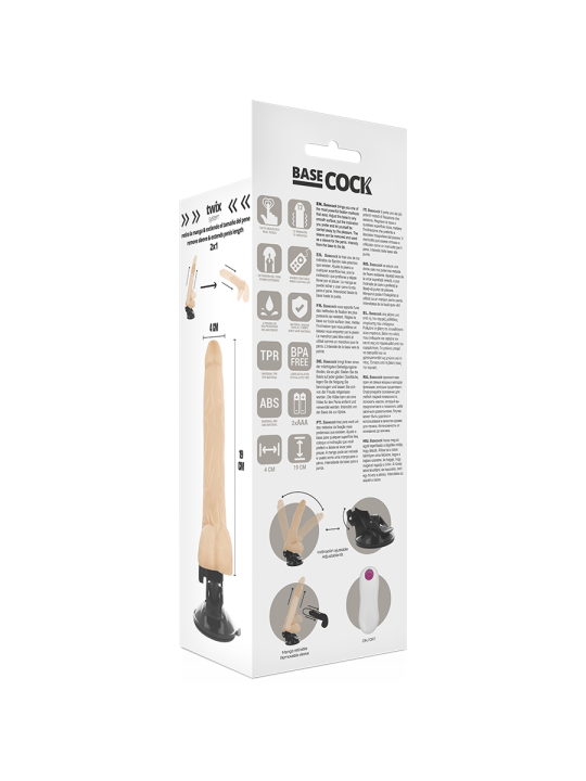 BASECOCK VIBRADOR REALISTICO CONTROL REMOTO NATURAL 19 CM O 4 CM