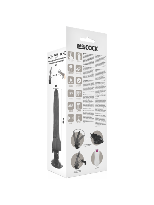 BASECOCK VIBRADOR REALISTICO CONTROL REMOTO NATURAL 19 CM O 4 CM