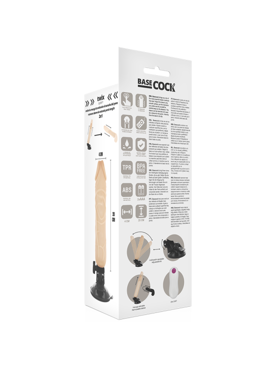 BASECOCK VIBRADOR REALISTICO CONTROL REMOTO NATURAL 20 CM O 4 CM