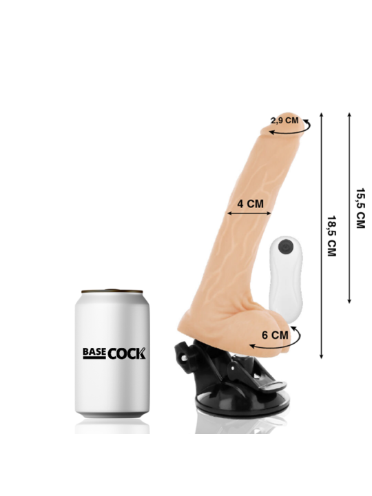 BASECOCK VIBRADOR REALISTICO ARTICULABLE CONTROL REMOTO NATURAL 185 CM O 4 CM
