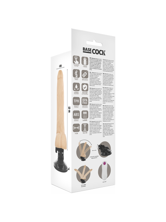 BASECOCK VIBRADOR REALISTICO ARTICULABLE CONTROL REMOTO NATURAL 185 CM O 4 CM
