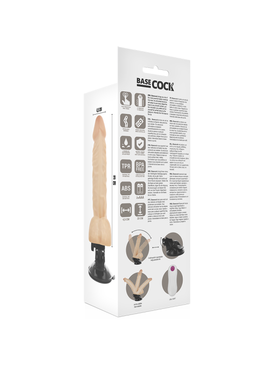 BASECOCK VIBRADOR REALISTICO ARTICULABLE CONTROL REMOTO NATURAL 20 CM O 45 CM