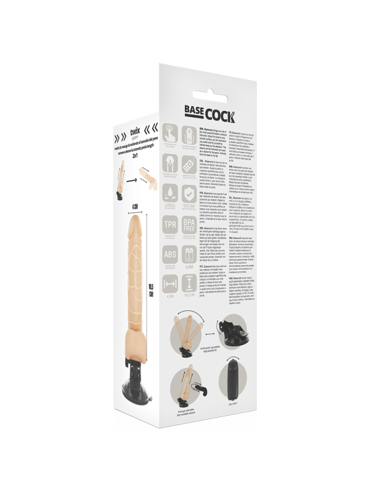 BASECOCK VIBRADOR REALISTICO CONTROL REMOTO NATURAL 185 CM O 4CM
