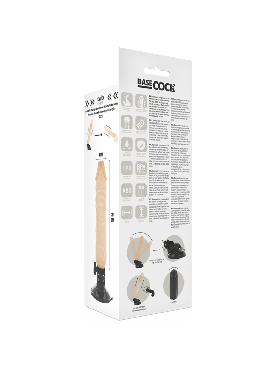 BASECOCK VIBRADOR REALISTICO CONTROL REMOTO NATURAL 20 CM O 4 CM