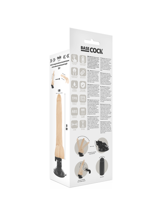 BASECOCK VIBRADOR REALISTICO CONTROL REMOTO NATURAL CON TESTICULOS 20 CM O 4 CM