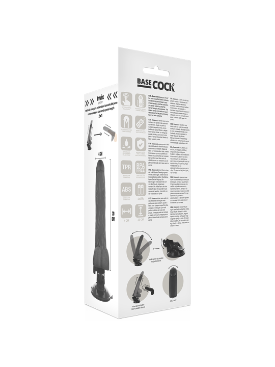 BASECOCK VIBRADOR REALISTICO CONTROL REMOTO NATURAL CON TESTICULOS 20 CM O 4 CM