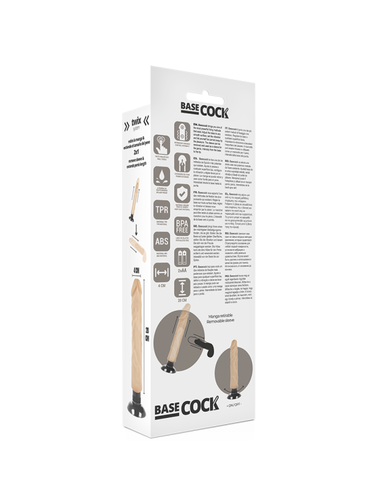 BASECOCK VIBRADOR REALISTICO 2 1 NATURAL 20 CM O 4 CM