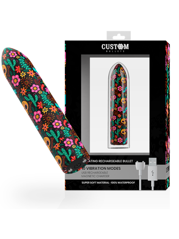 CUSTOM BULLETS BALA RECARGABLE SKULL 10 INTENSIDADES