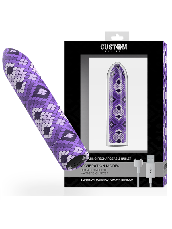 CUSTOM BULLETS BALA RECARGABLE SNAKE LILA 10 INTENSIDADES